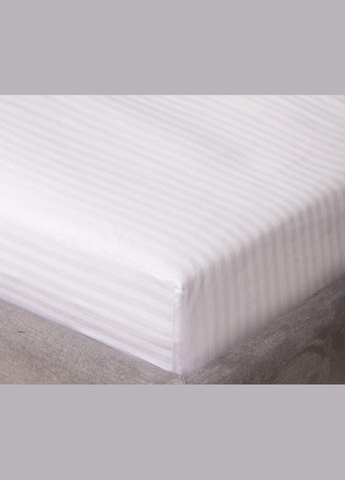 Простынь на резинке сатин страйп - 140x200+25 Белая Viluta (316450813)