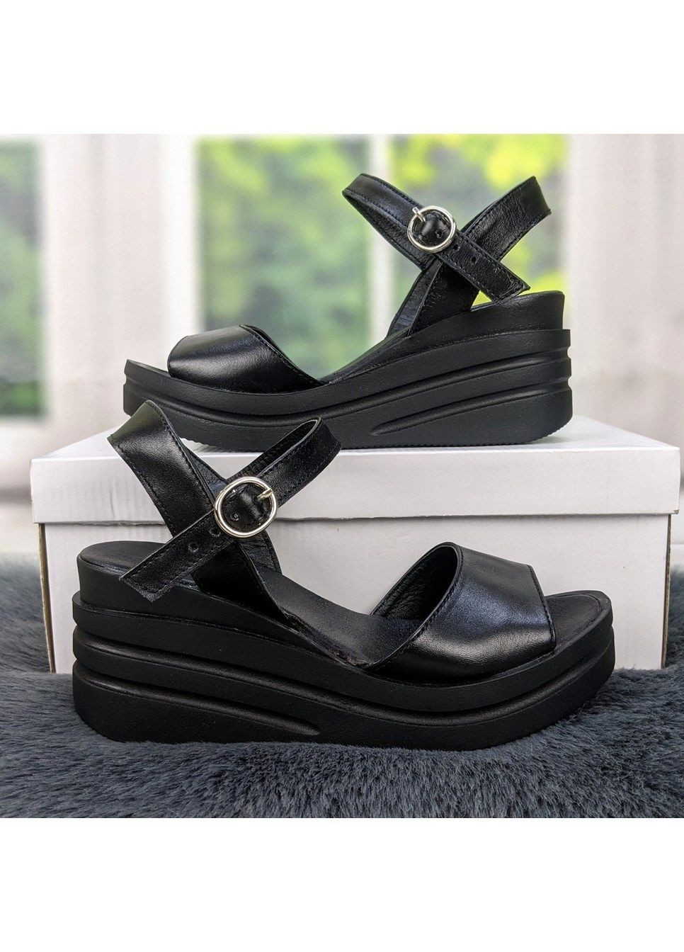 Черные босоножки женские кожаные Ailinda