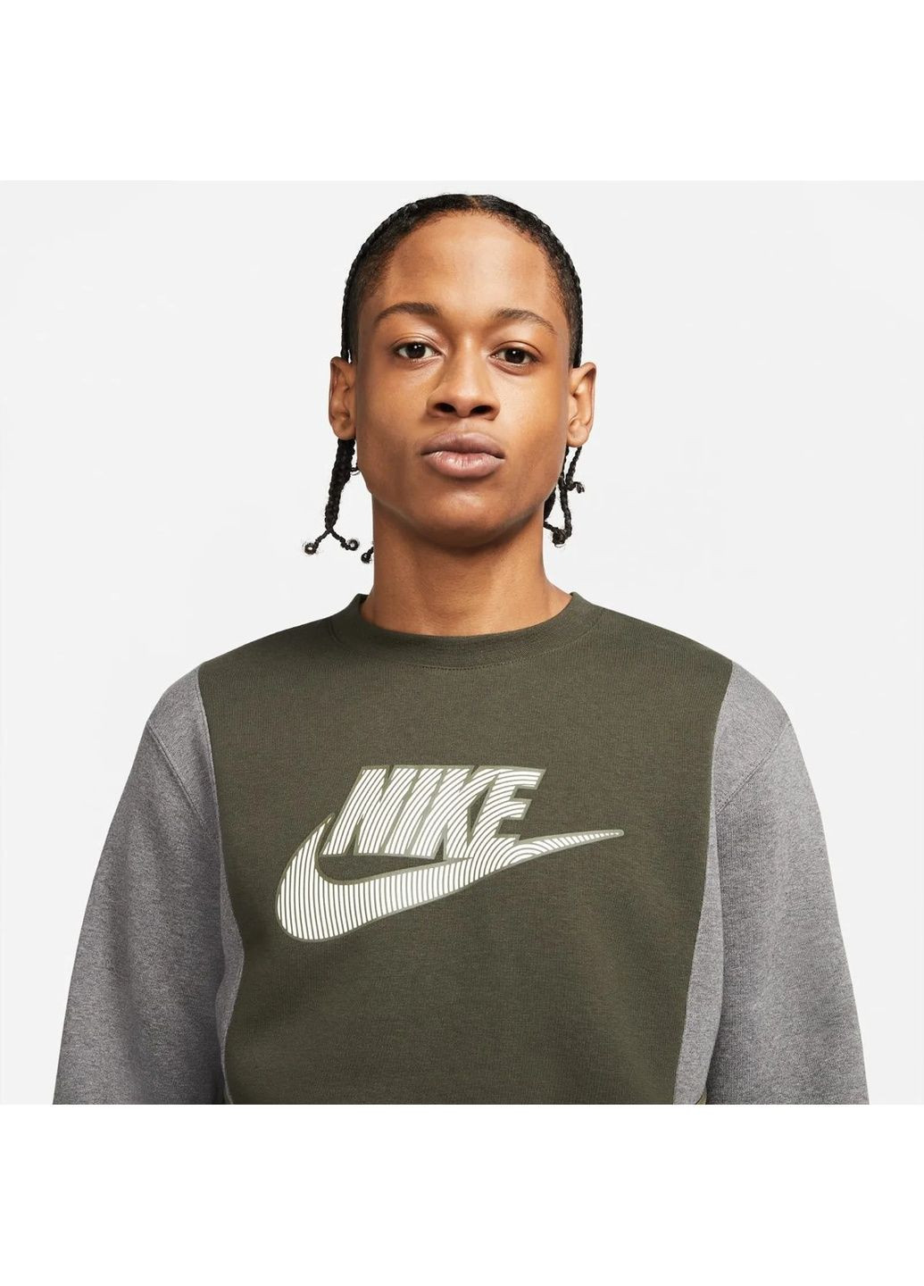 Свитшот мужской M Nsw Hybrid Flc Crew Bb Dj5075-355 Nike (364839239)