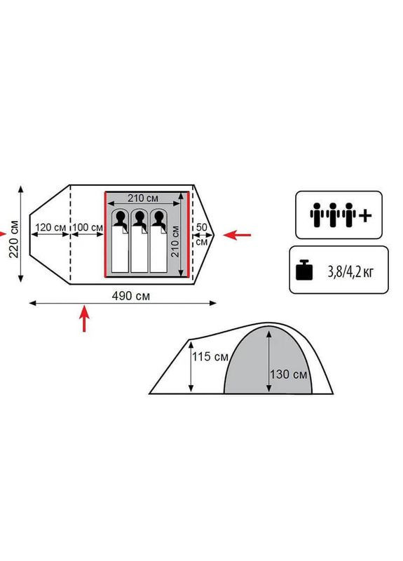 Палатка трехместная Twister 3 песочная (UTLT-024-sand) Tramp Lite (322200031)