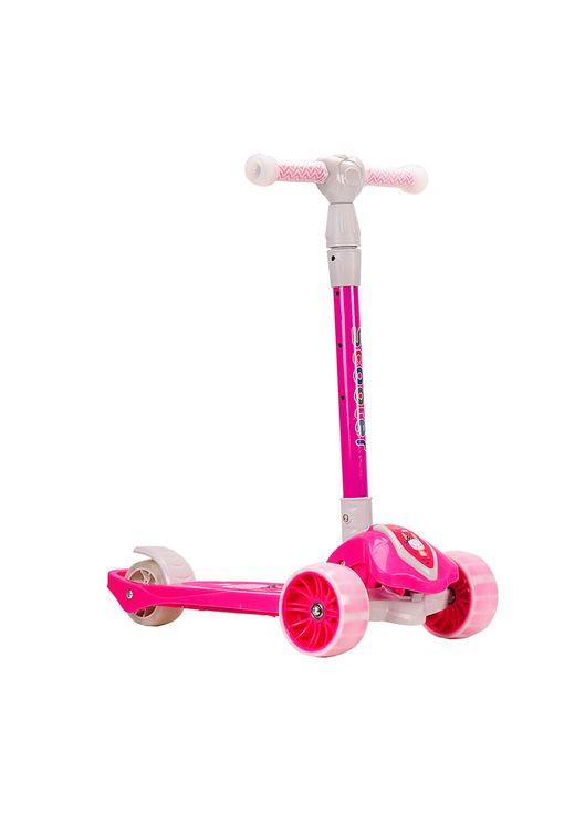 Самокат дитячий 3-х колісний HS2014 (RL7T) складаний, колеса, що світяться, PU Рожевий Bambi (367967179)