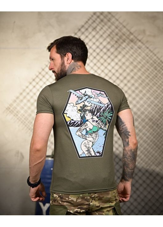 Тактическая мужская футболка с принтом олива No Brand (349508209)