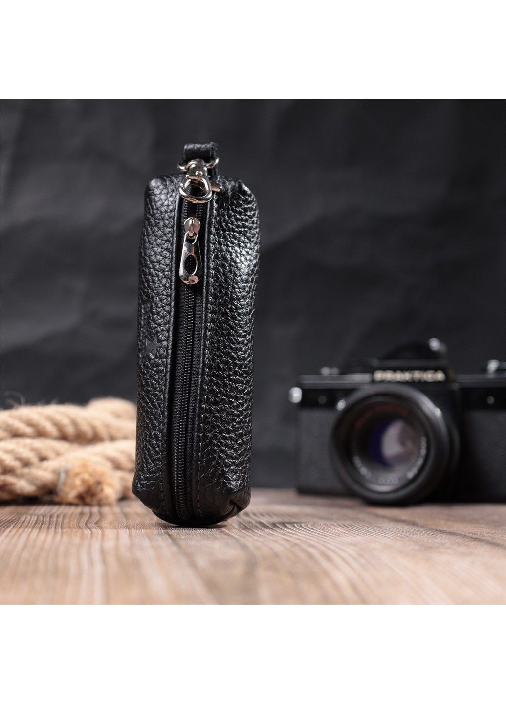 Вместительная ключница унисекс из натуральной кожи 16227 Черная Shvigel (303877296)