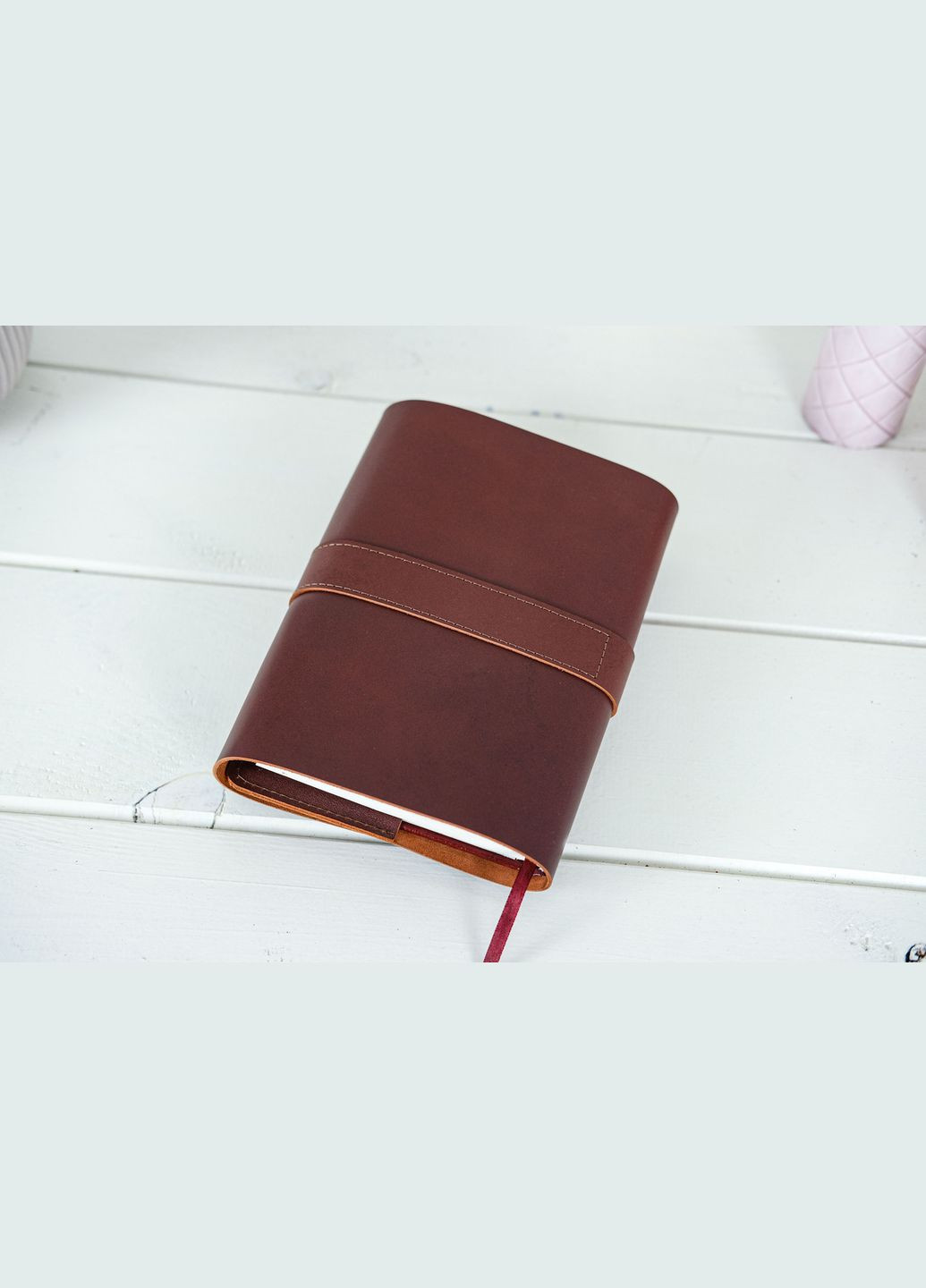 Шкіряна обкладинка для блокноту А5 Дизайн №6, натуральна шкіра італійський Краст, колір Коньяк Berty (299397060)