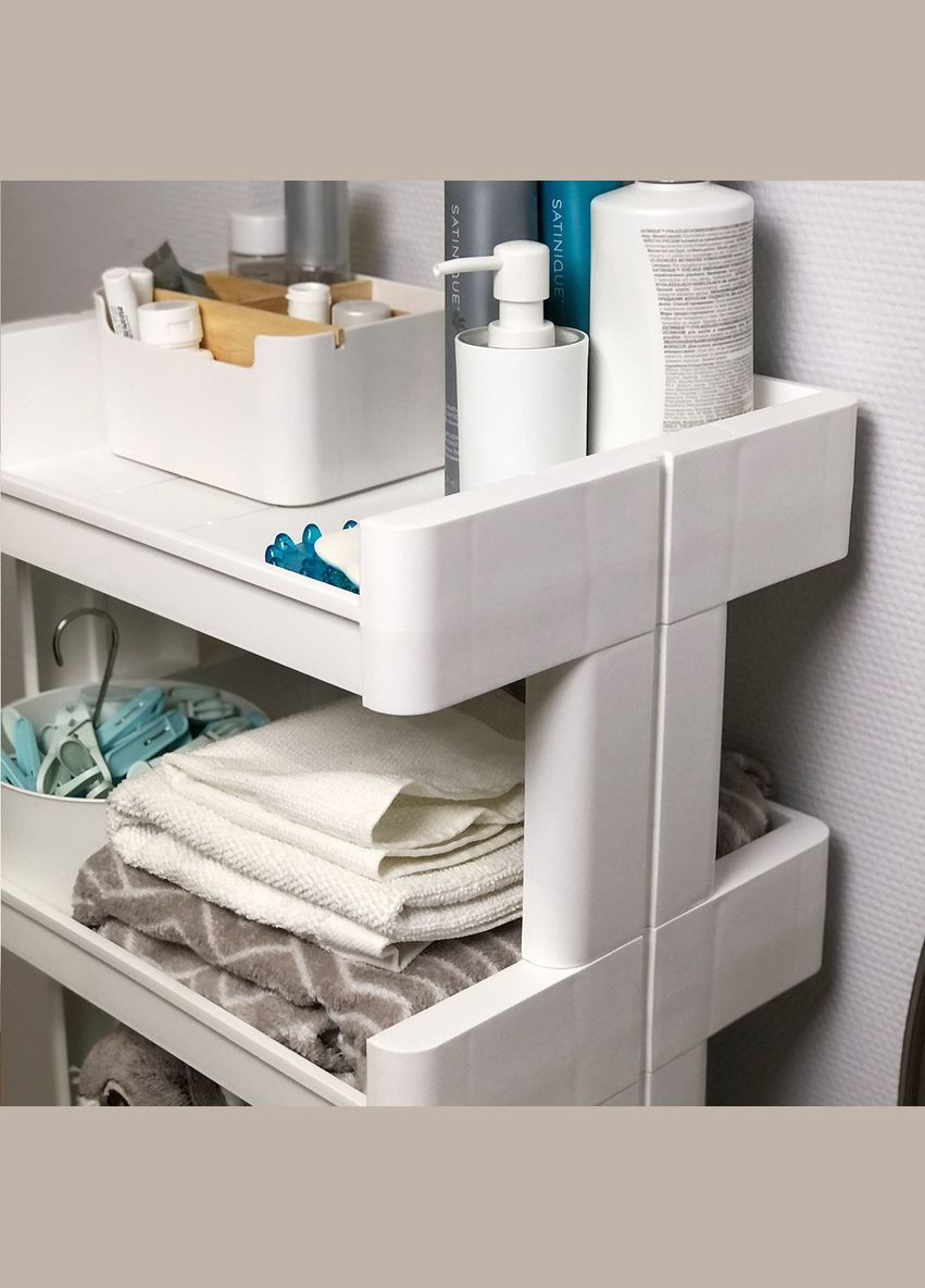 Етажерка 4-ярусна на коліщатках MVM FH-04 пластикова Біла (FH-04 WHITE) МВМ (365280918)