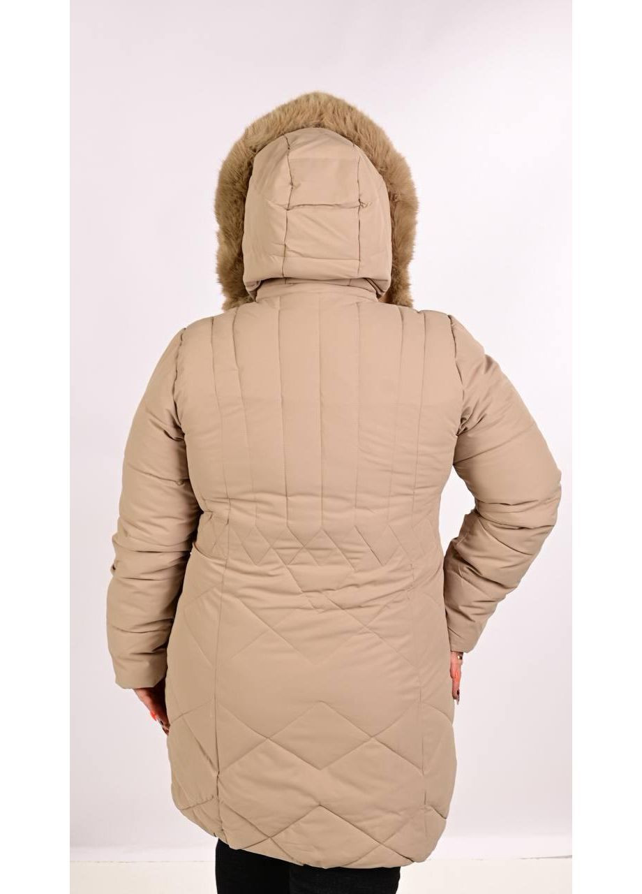 Бежева зимня бежева куртка-пальто No Brand Куртка жіноча зимова