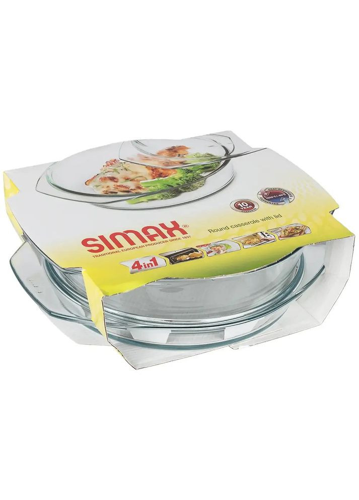 Форма для запікання скляна кругла з кришкою 1.5 л (s6106/6116) Simax (334007687)