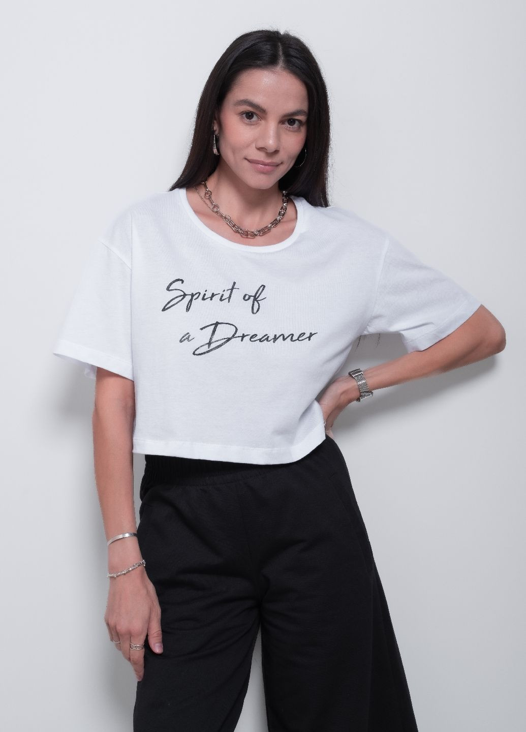 Футболка жіноча S-5 біла з принтом 344047 Power - (300841380)