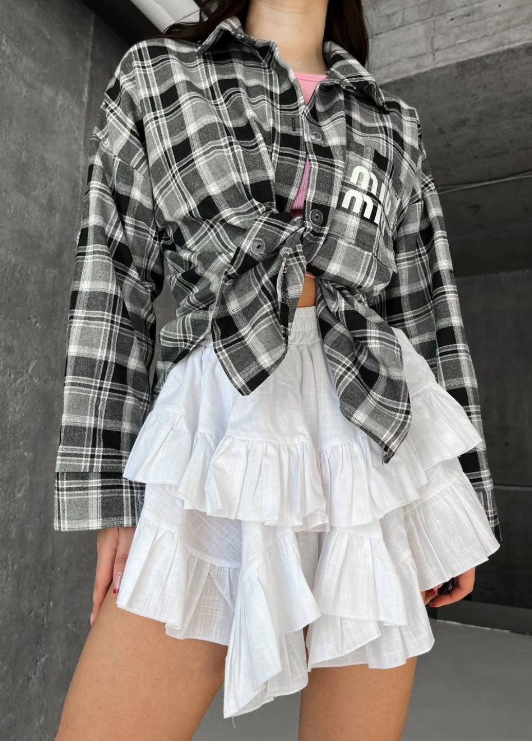 Жіноча багатошарова спідниця з рюшами з льону Tik-Tak (340334750)