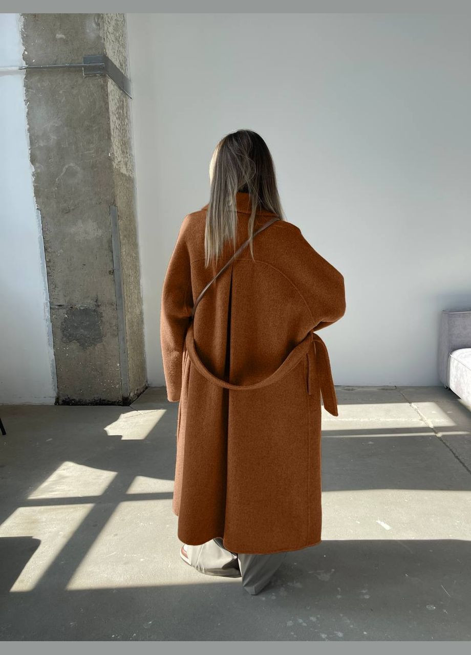 Коричневое демисезонное Легкое кашемировое оверсайз пальто оверсайз Vakko