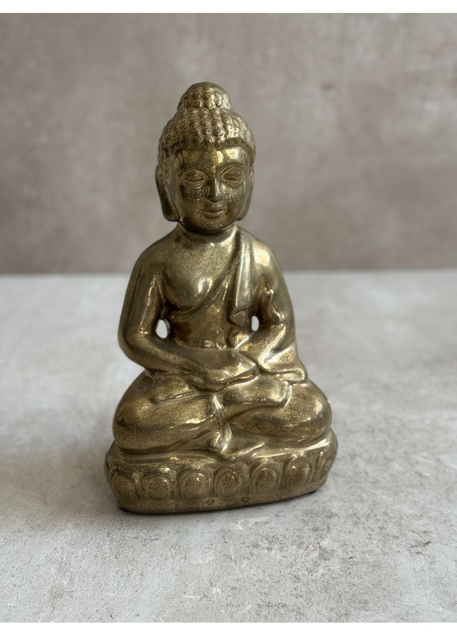 Статуетка Будда золотого кольору висота 30 см (33283) J-Line (363027520)