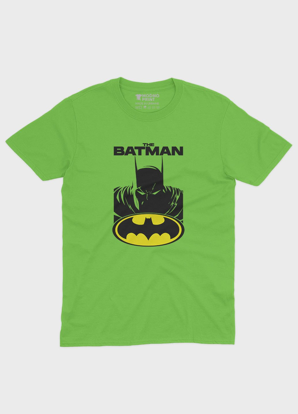 Салатова демісезонна футболка для хлопчика з принтом супергероя - бетмен (ts001-1-kiw-006-003-019-b) Modno