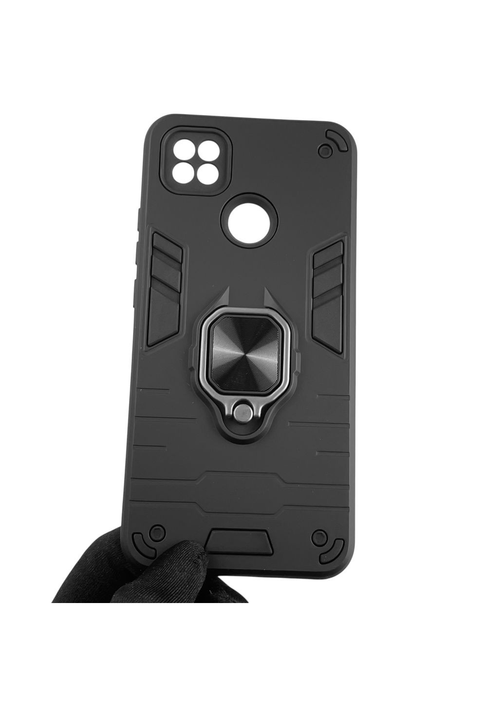 Чехол для телефона Redmi 9C бронированный с магнитным кольцом-держателем на сяоми редми 9с чёрный Xiaomi (366232597)