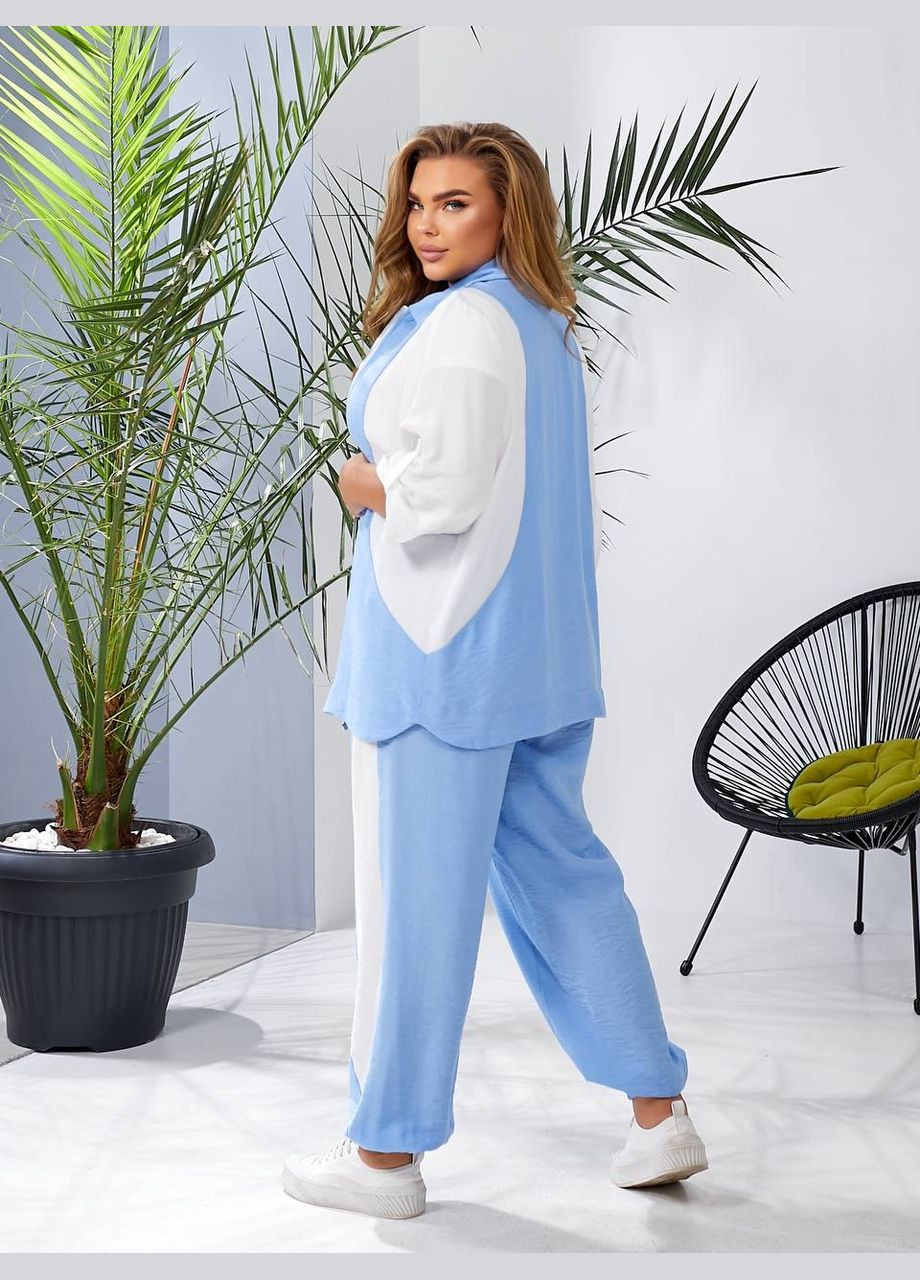 Жіночий лляний костюм двійка колір м'ятний New Trend (304991463)