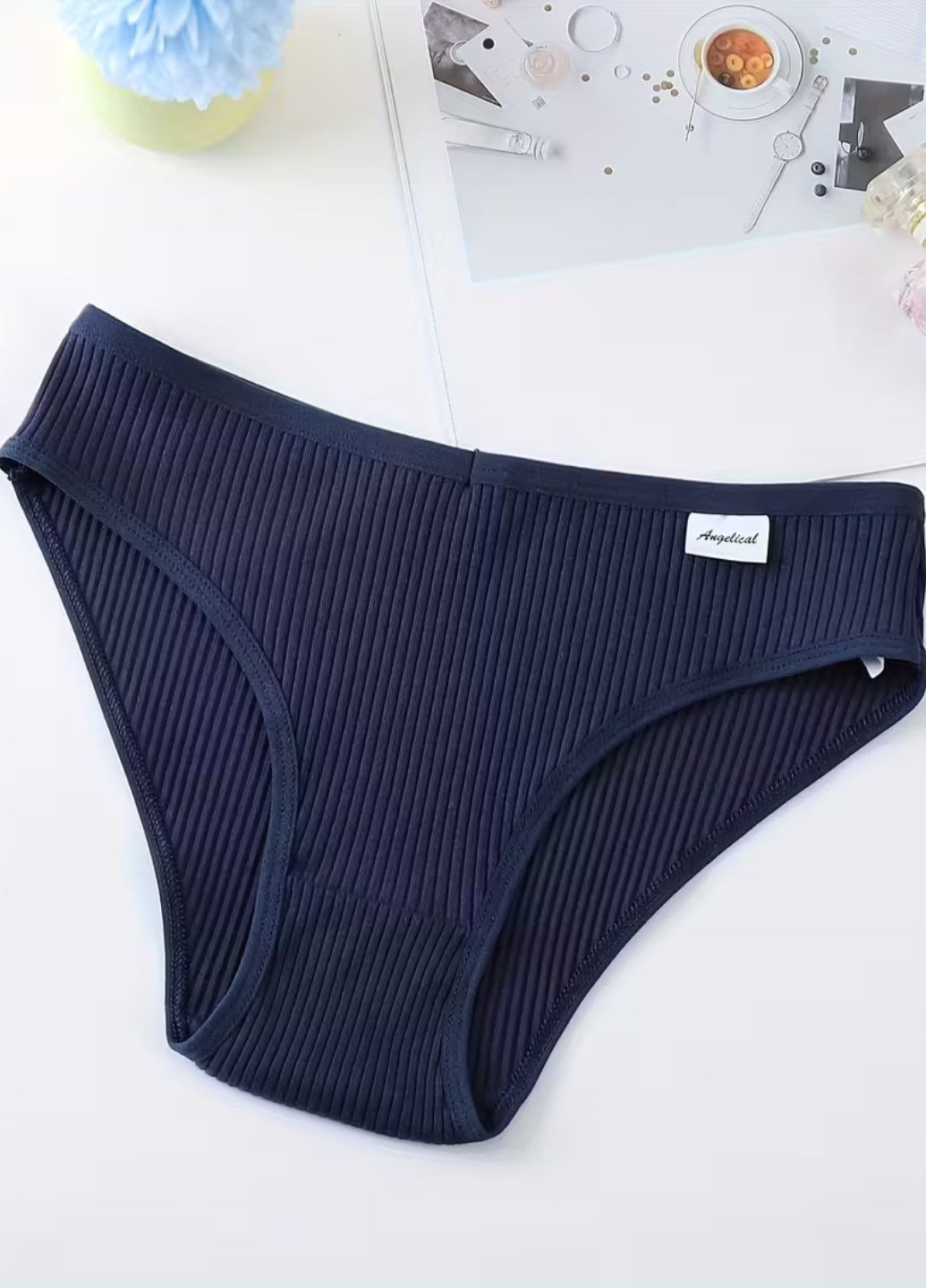 Набор трусиков женских слипов в рубчик средняя посадка базовый комплект 4 шт FitFiesta (362561802)