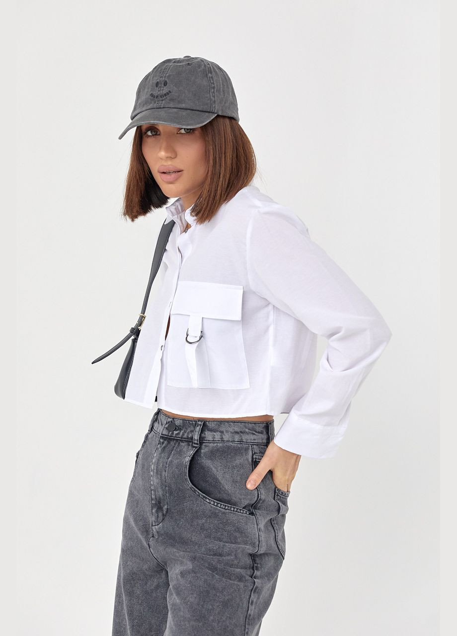 Укорочена жіноча сорочка з накладною кишенею Liton (296658593)