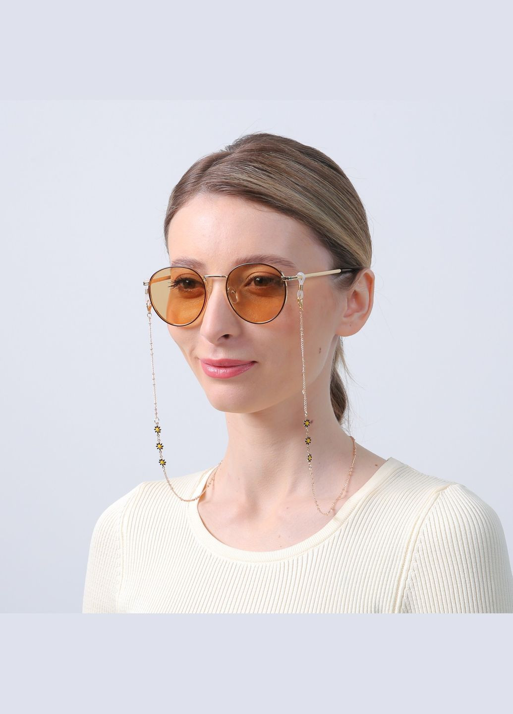 Ланцюжок для окулярів металевий з чорними квітами LuckyLOOK 776-401 (332944472)