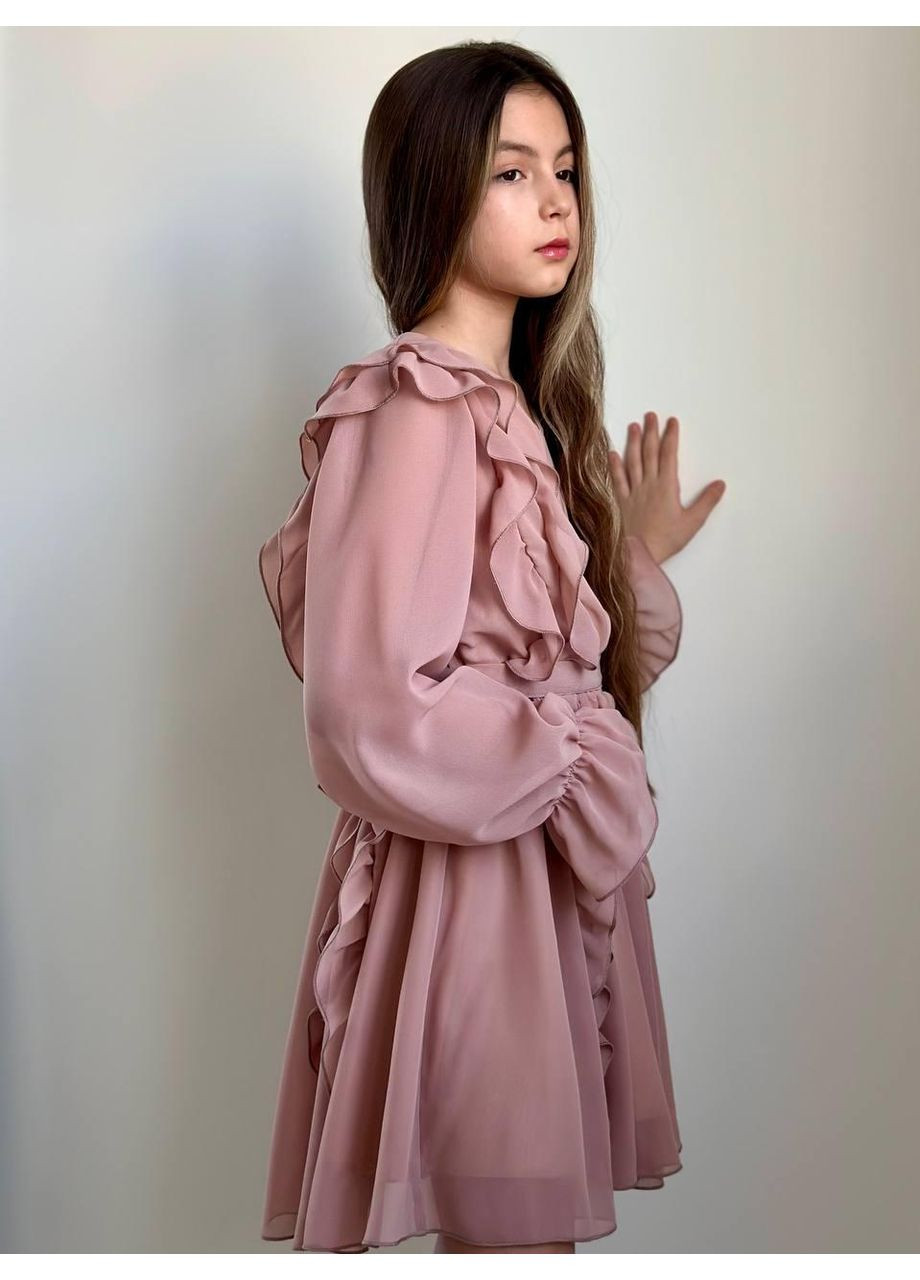 Коричневое шифоновое платье подростковое мокко IRmAS (370693506)