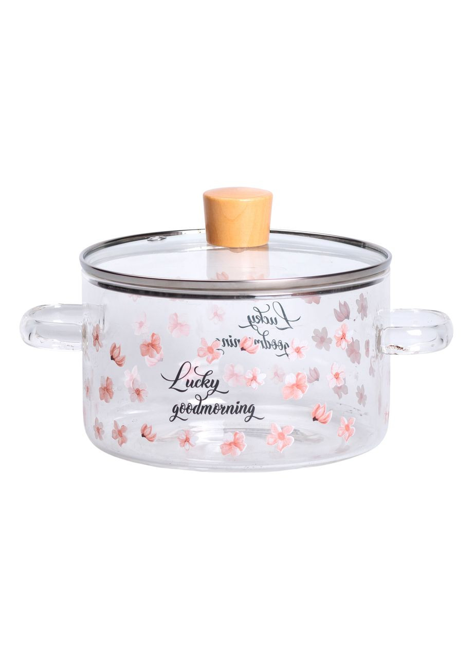 Стеклянная кастрюля прозрачная 1.7 литр с крышкой жаропрочная HP-34-22 Jooki (358705704)