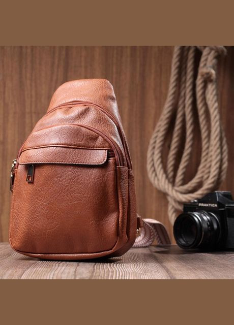 Сумка жіноча планшет для документів рюкзак слінг в дорогу сумочка для телефону Рудий 34741 Vintage (332612596)