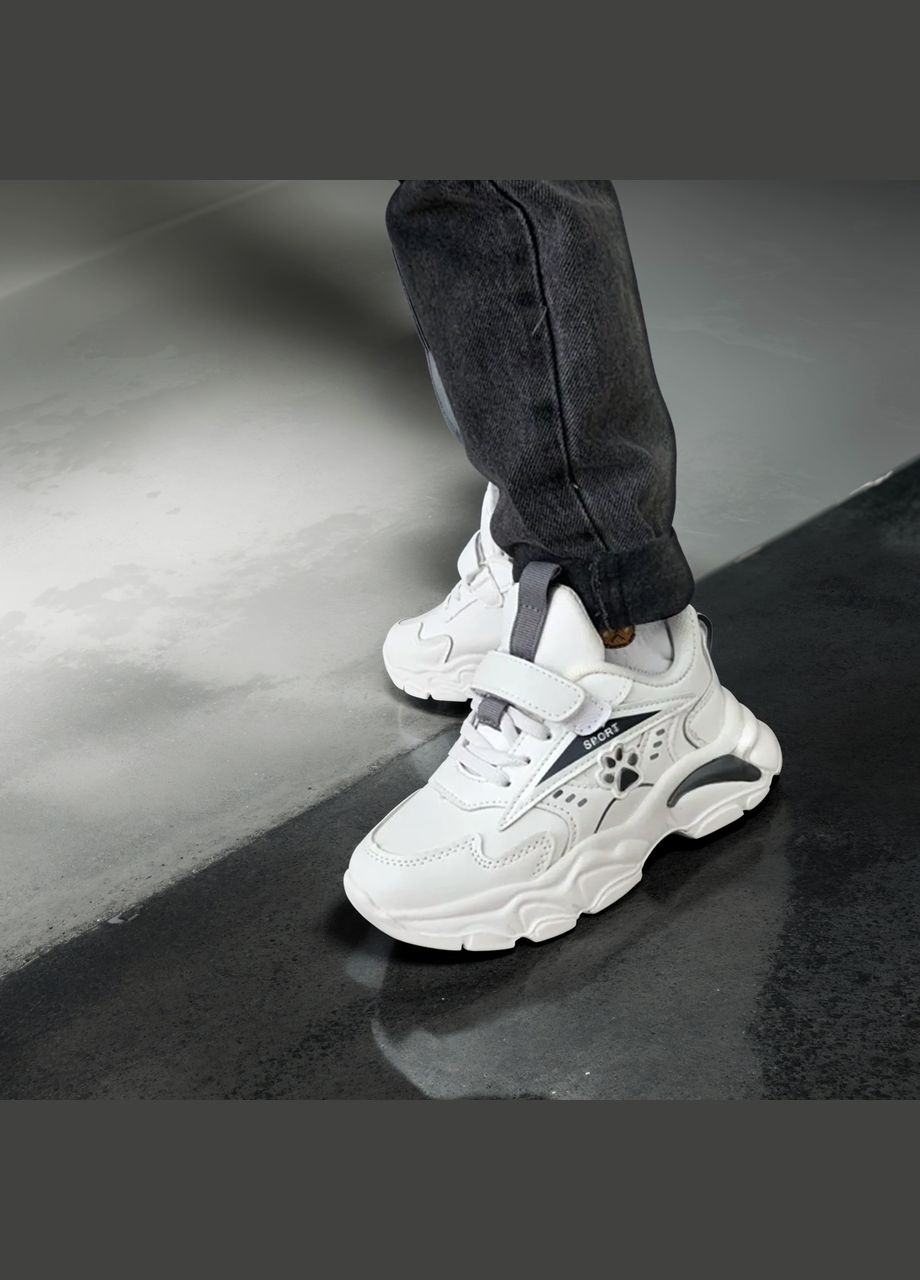 Белые демисезонные детские кроссовки для девочки и мальчика 1166 белые BBT