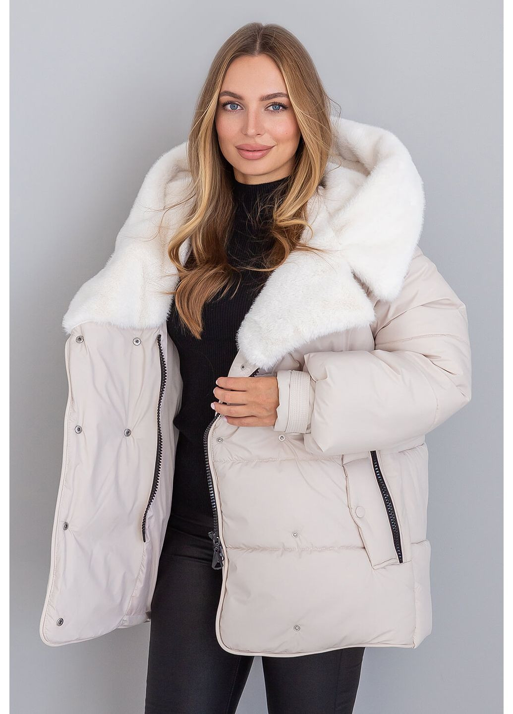 Молочная зимняя зимня куртка дора MioRichi