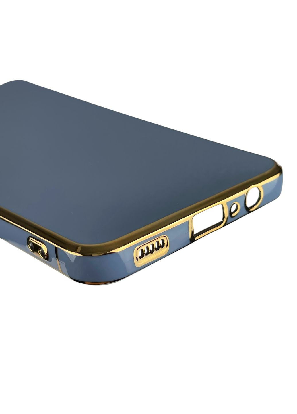 Чехол для Galaxy M12 SM-M127F с золотой окантовкой с защитой камеры на самсунг м12 синий Samsung (366019902)