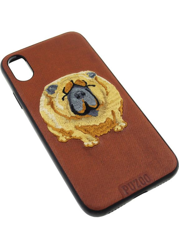 Чехолнакладка TPU+TPU с стиковой кожей Ballon Dog iPhone X Brown PUZOO (301780587)
