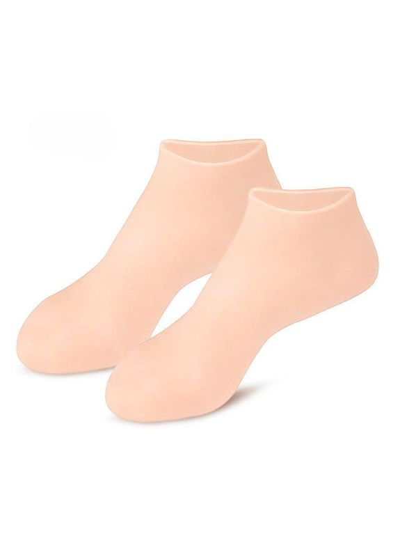 Бежеві шкарпетки для сухих ніг, що потріскалися, зволожуючі гелеві масажні, тілесний колір, 2 пари в наборі (352502242)
