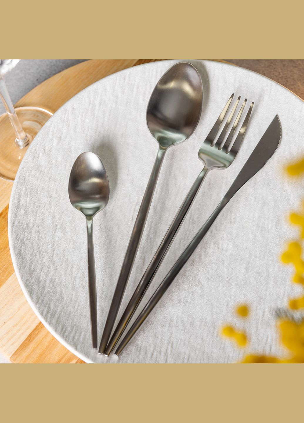 Набор столовых приборов 24 предмета на 6 персон, матовый хром Yiwu (323222982)