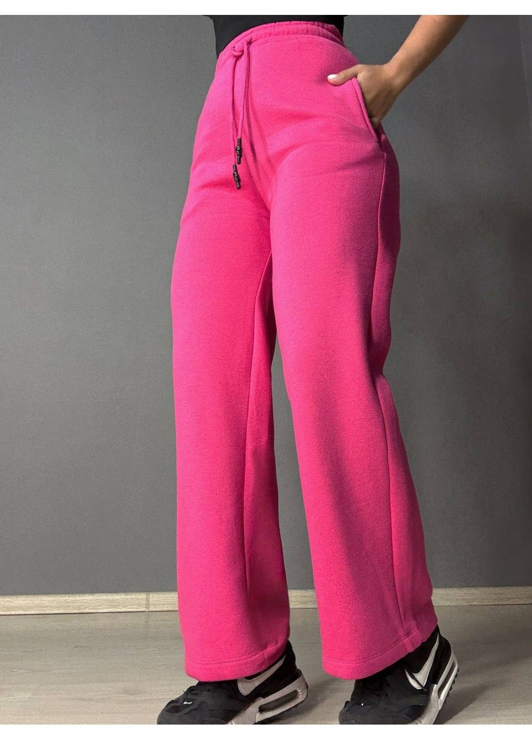 Штани жіночі 2236 спортивні кюлоти укорочені на флісі малинові Olivia (355797469)