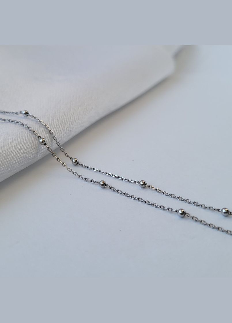 Серебряная цепочка чокер якорь см серебро 925 пробы Родированное колье с шариками 1.40г 226р1/40 No Brand (306854539)