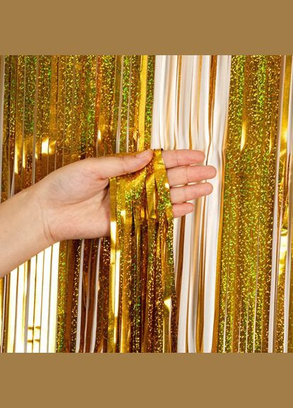 Шторка для фотозоны дождик с голограммой 3 м на 1 м золотистый Jannet Дощик (316580312)
