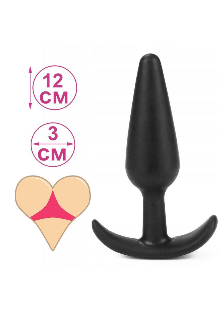 Анальна пробка силіконова чорна 12,5 х 3 см якір вузька ручка підходить для носіння Anal Plug Size L Lovetoy (369656270)
