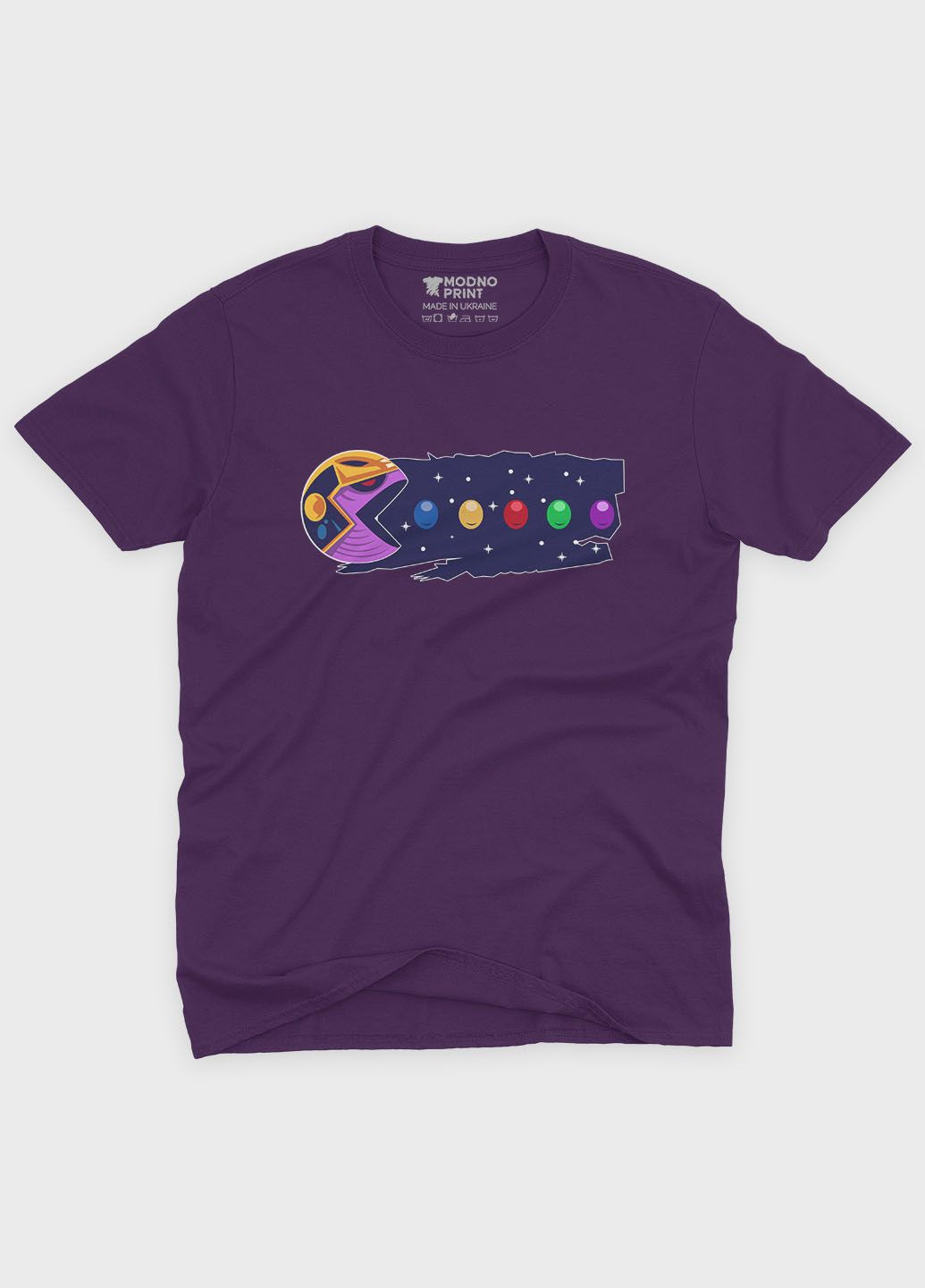 Фиолетовая демисезонная футболка для мальчика с принтом супезлоды - танос (ts001-1-dby-006-019-015-b) Modno