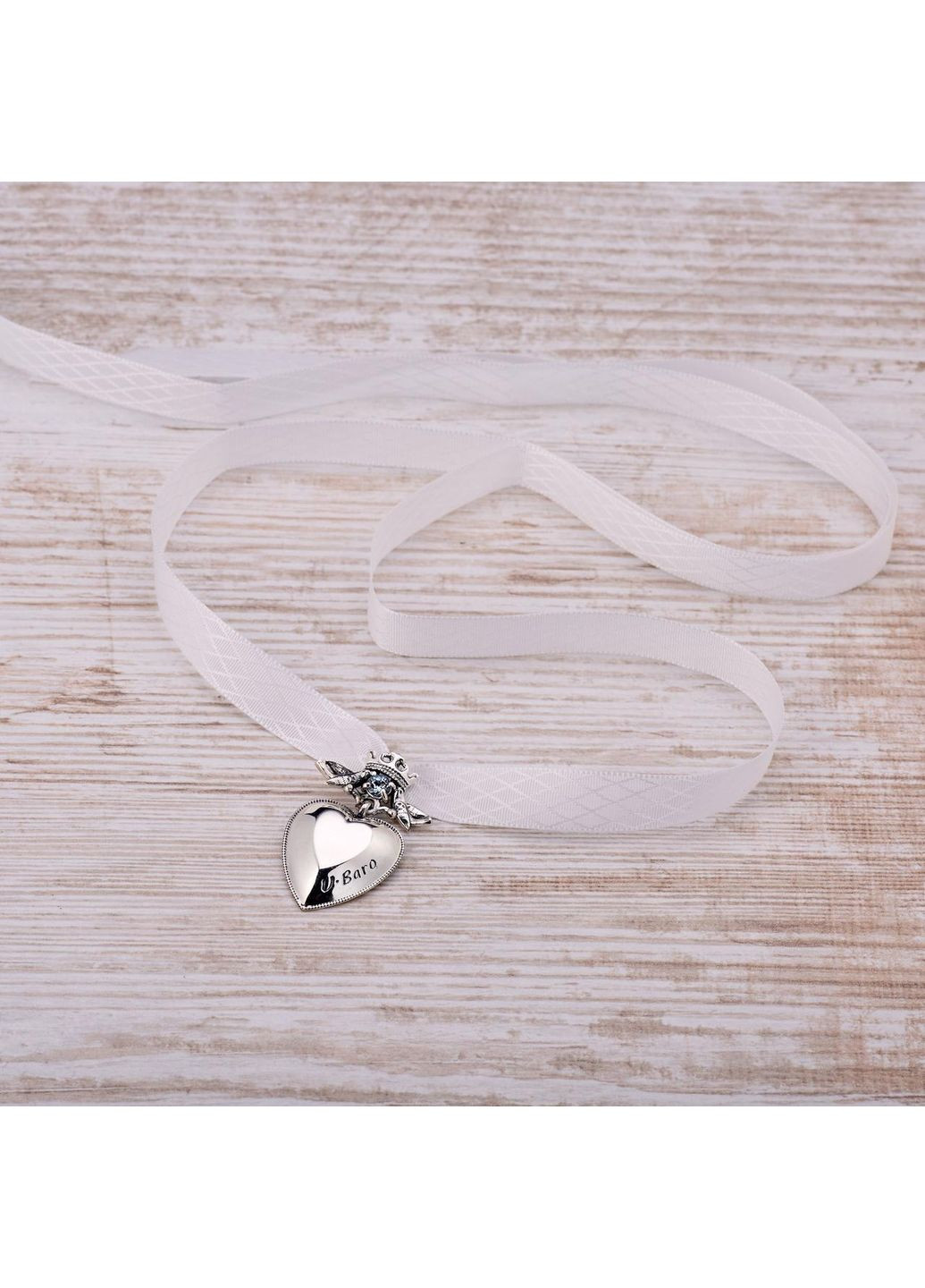 Кулон дукач срібний Ягнус Блакитний Топаз 925 Zirkon у формі серця з короною Skifska Etnika (364202551)