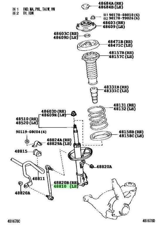 Стойка стабилизатора переднего CL0120, Toyota Avensis, Prius, Corolla 1997-2009 OEM 48820-02050 CTR (354823038)