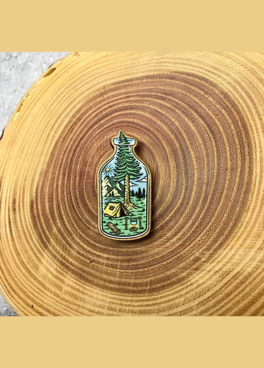 Значок из дерева "Лес в бутылке" Cozy-Up (291162343)