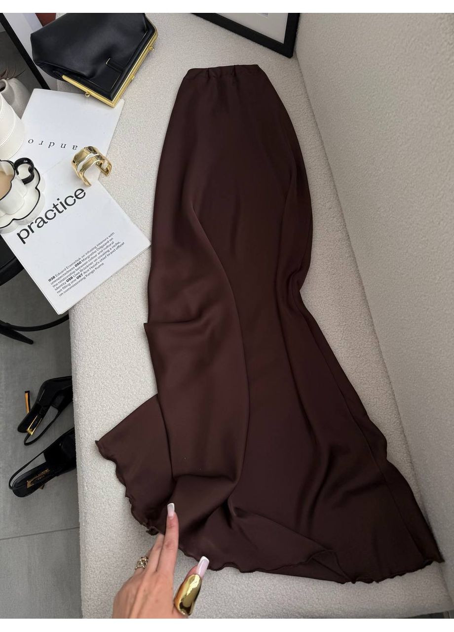 Коричневая праздничный, повседневная, коктейльный однотонная женская шелковая юбка Avanti клешированная