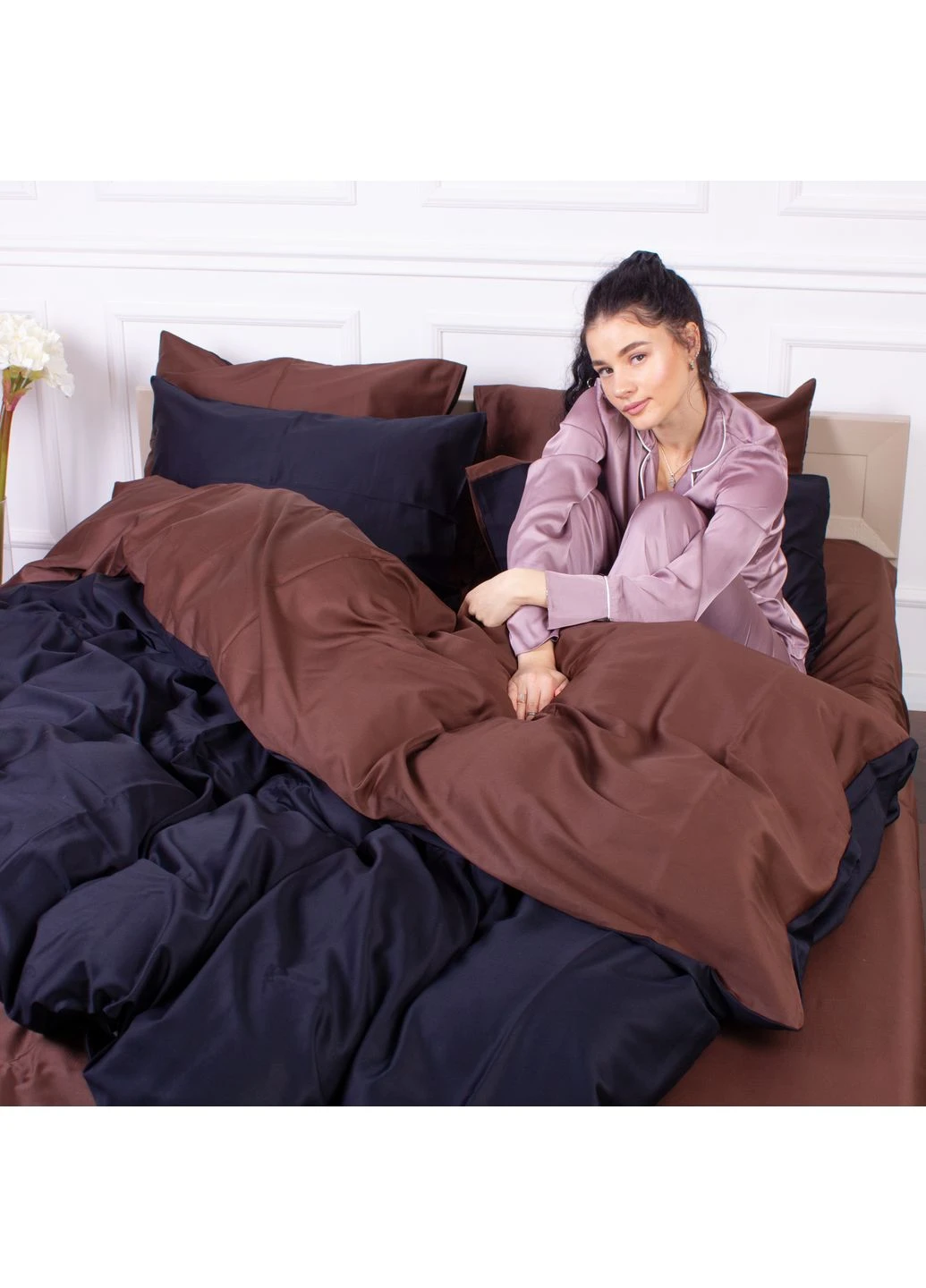 Постільна білизна 0211+0055 Dark Chocolate Євро Mirson (398966493)