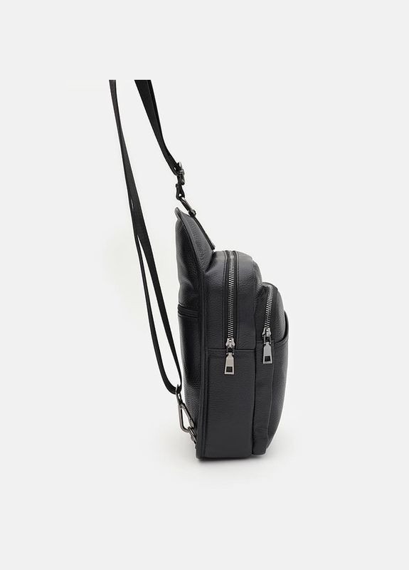 Рюкзак мужской кожаный слинг сумка через плечо K1a1003bl Черный Borsa Leather (301871188)