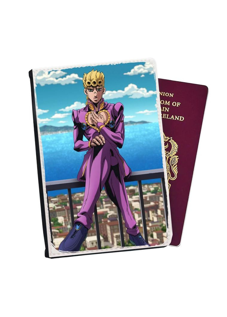 Обкладинка (портмоне) на паспорт, автодокументи з відсіками Аніме Неймовірні пригоди ДжоДжо #004 Чорний No Brand (317552541)