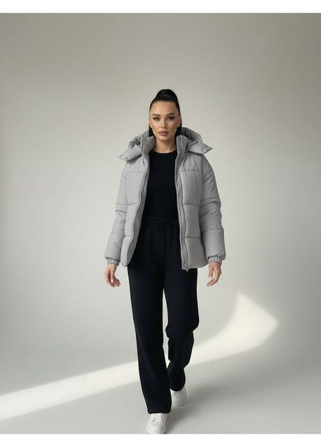 Срібляста зимня жіноча куртка зимова в стилі оверсайз Nositi 4070-15ХА