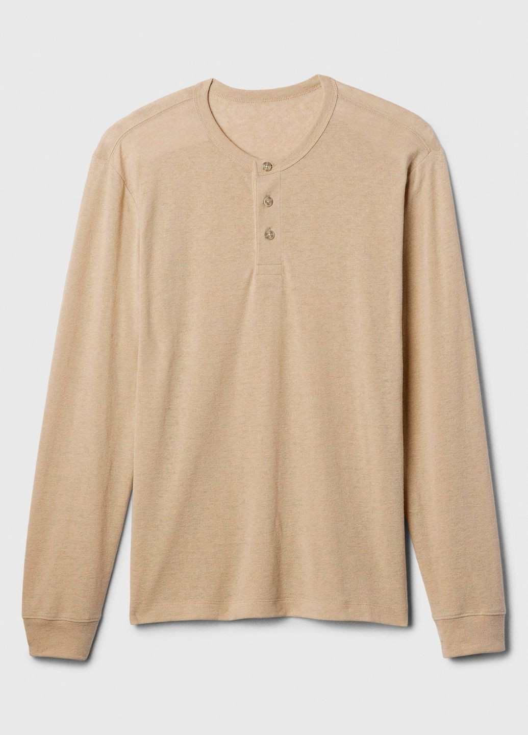 Бежевая футболка мужская henley wicker/бежева с длинным рукавом с длинным рукавом Gap