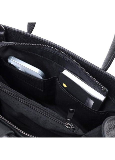 Сумка шоппер жіноча з натуральної шкіри на плече середня Чорний 39053 Shvigel (353302638)