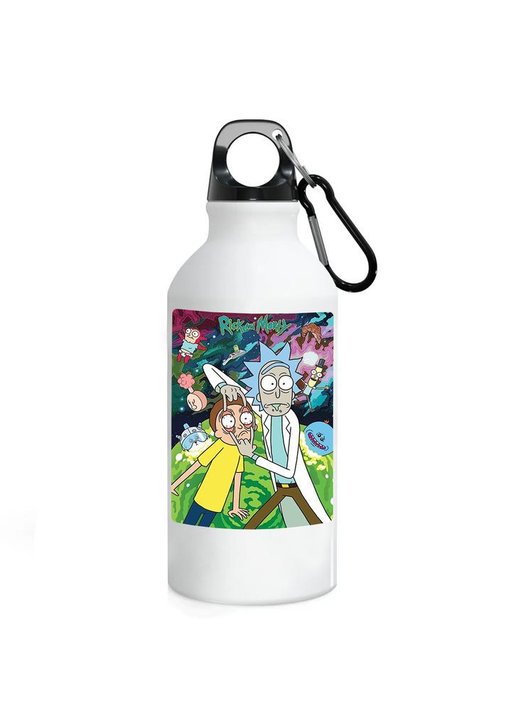 Фляга Рік і Морті (пляшка) для води з карабіном 500 мл Металева (Туристична, Для кемпінгу, Для спорту) #07 500 мл Білий No Brand (323639488)