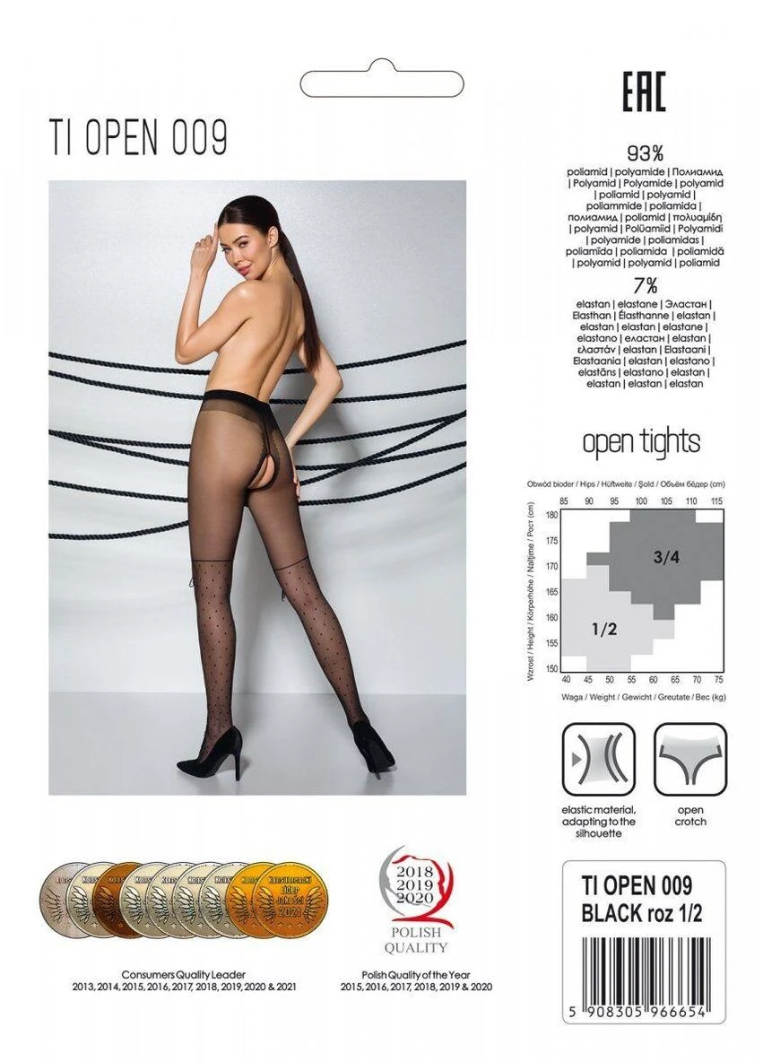 Колготки с открытым доступом TIOPEN 009 black 3/4 (20 den), имитация ботфорт Passion (303897737)