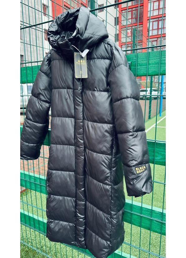 Черная зимняя пуховик удлиненный для детей оксфорд BabyStyle