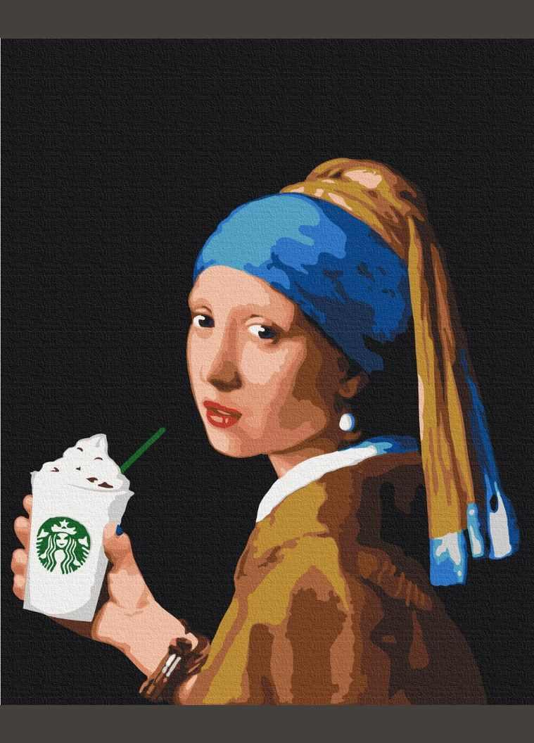 Картина за номерами " Дівчина з подвійним латте " 48x60 см Brushme (366653700)
