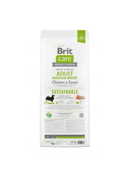 Сухий корм Care Dog Sustainable Adult Medium Breed для собак середніх порід, з куркою та комахами, 12 кг Brit (362579144)